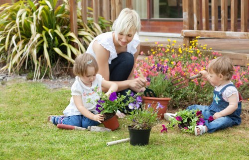 Professional landscaping team at work