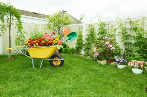 Tools used by experts for hedge trimming in Canary Wharf