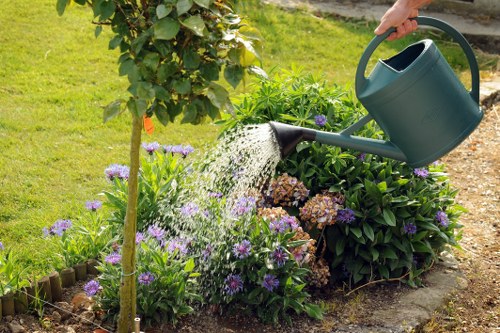 Tools used for garden clearance in Canary Wharf